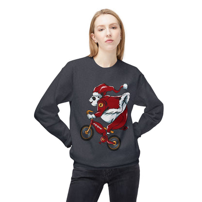 Santa Bear BMX Sweatshirt — Funny Christmas Cycling Holiday Crewneck