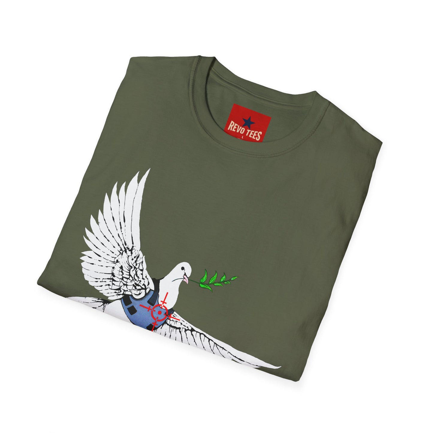Banksy's Dove of Peace T‑Shirt — Flying Dove with Olive Branch & Earth Heart Graphic