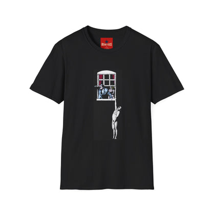 Banksy Window Watchers Graphic T-Shirt — Vintage Couple & Cat Illustration