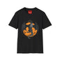 Dragon Moon T-Shirt — Black Dragon Silhouette with Orange Moon