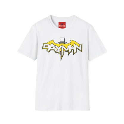 Bayman Logo T-Shirt — Retro Comic Bat Emblem Graphic Tee