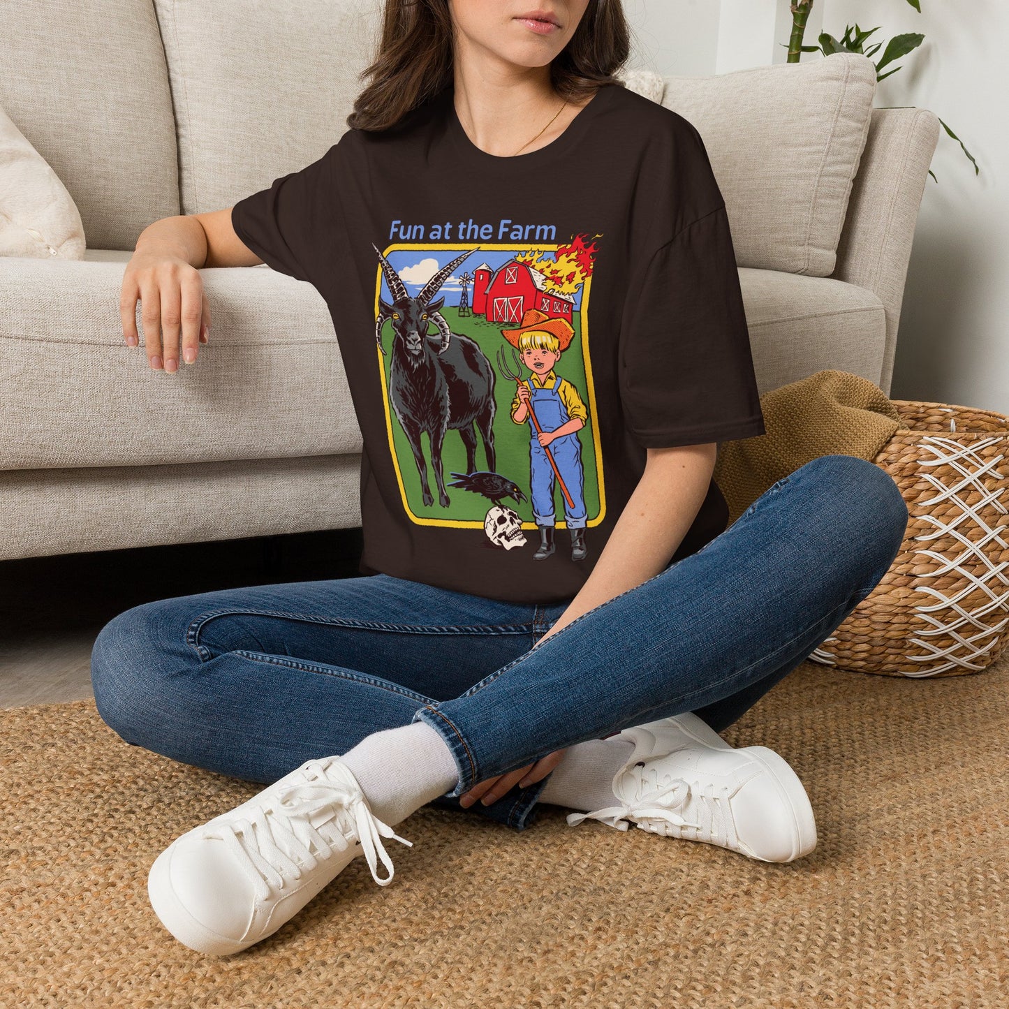Fun at the Farm T-Shirt — Vintage Barn & Goat Graphic Tee