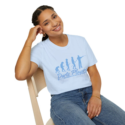 Darts Players Evolution T-Shirt — Funny Darting Evolution Graphic Tee for Players & Fans