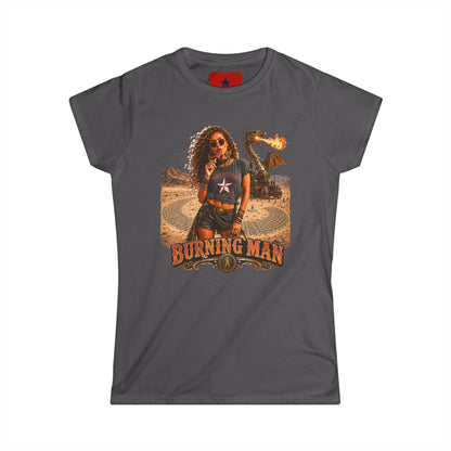 Burning Man Women's Softstyle Tee — Minimal White Festival Tee