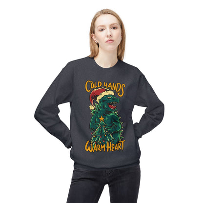 Christmas Godzilla - "Cold Hands Warm Heart" Holiday Crewneck Sweatshirt
