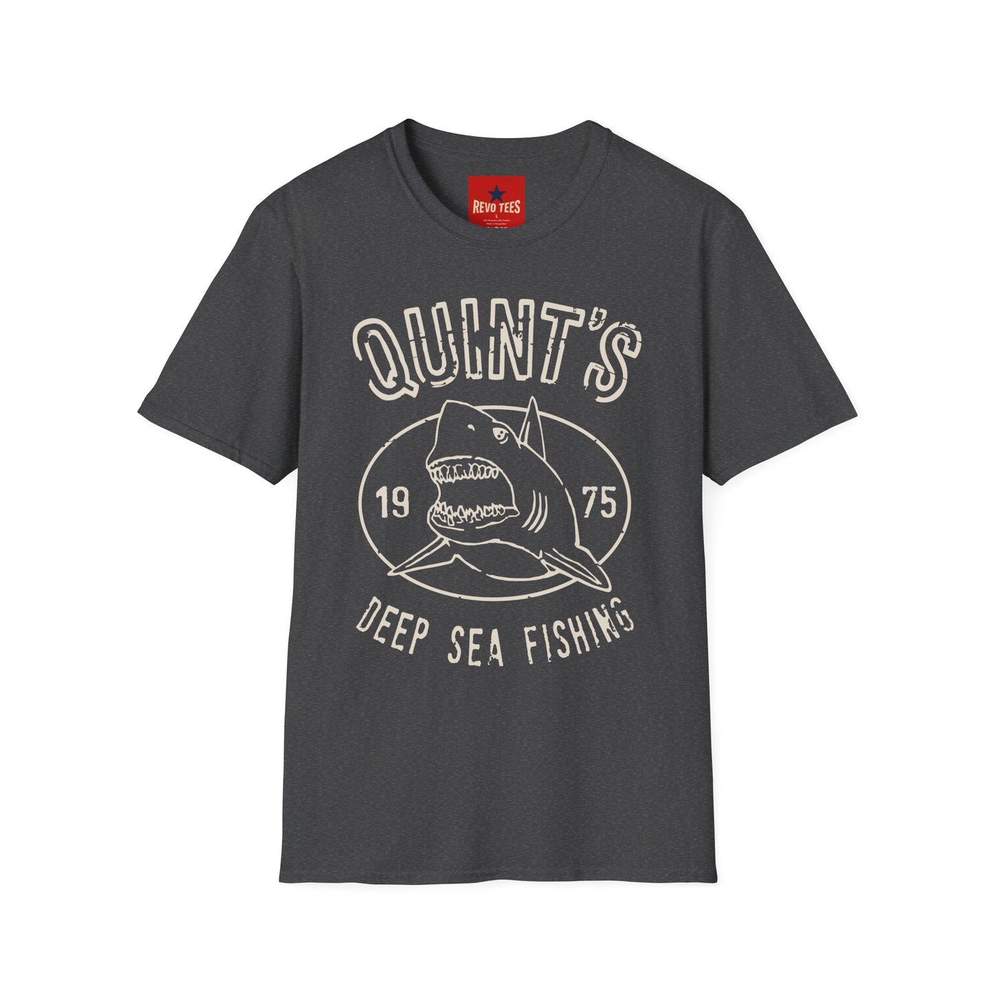 Quint's Deep Sea Fishing T-Shirt — Retro Shark Graphic Tee (1975)