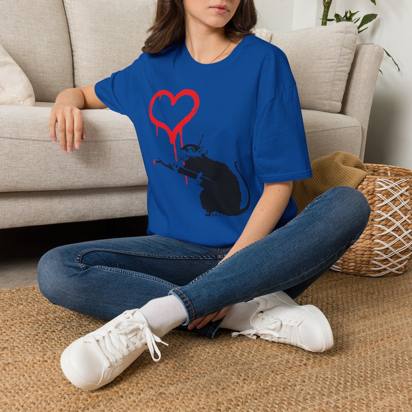 Banksy-Inspired Rat Stencil T-Shirt — Dripping Heart Street Art Tee