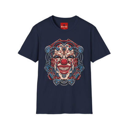 Mechanical Clown T-Shirt — Cyberpunk Robotic Mask Graphic Tee