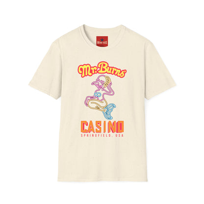 Mr. Burns Casino T-Shirt — Retro Neon Mermaid Resort Tee