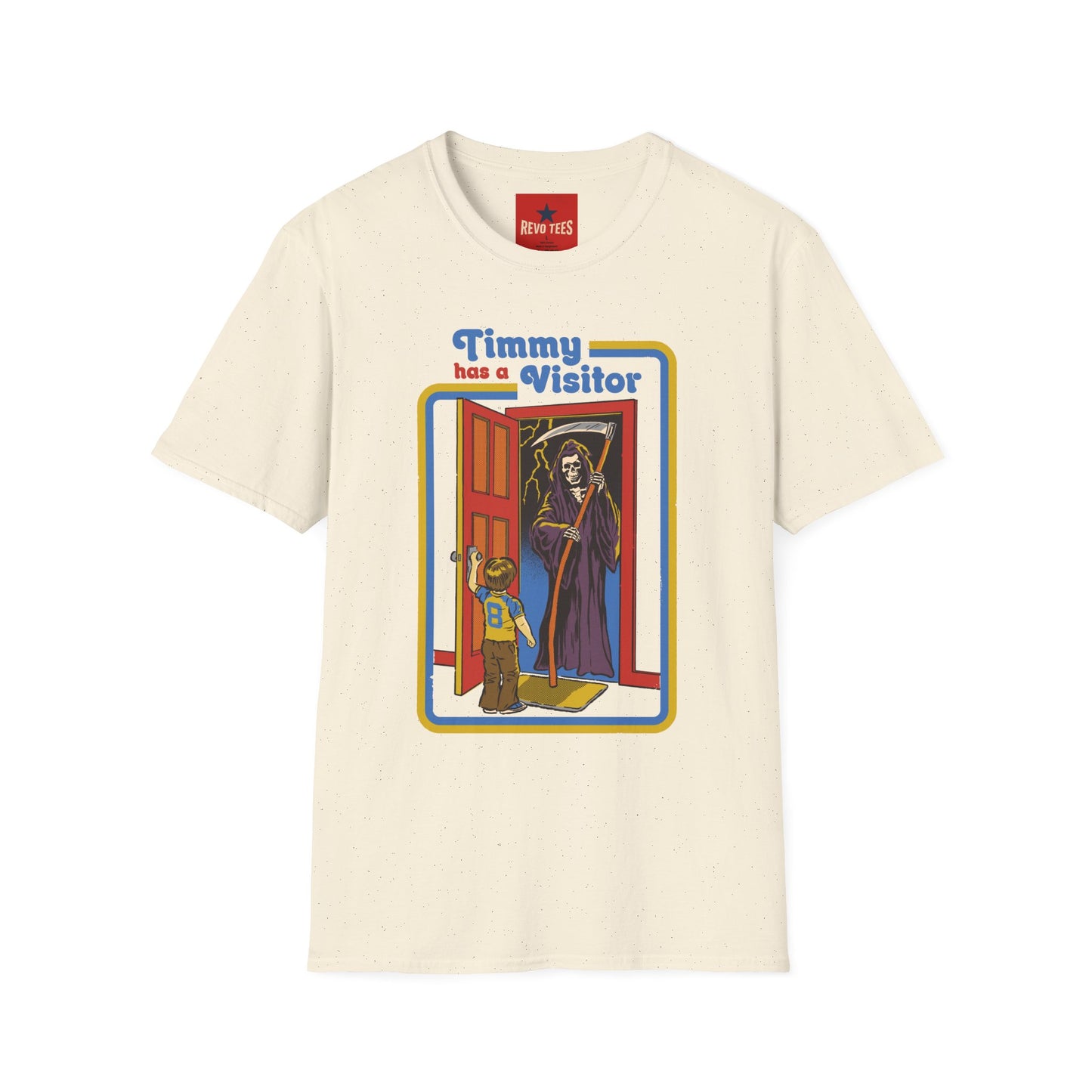 T-Shirt — “Timmy Has a Visitor” Retro Horror Graphic Tee