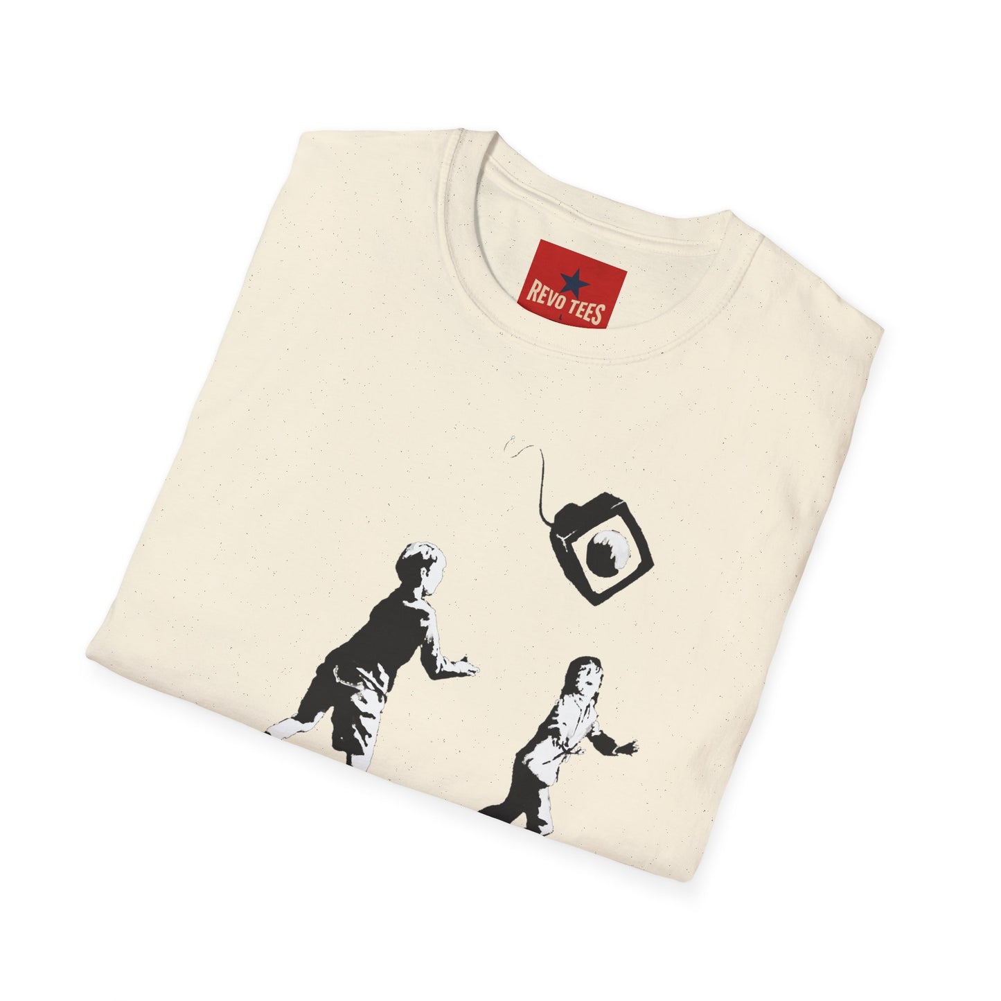 T‑Shirt — Banksy Style Kids Tossing TV Stencil Art Tee