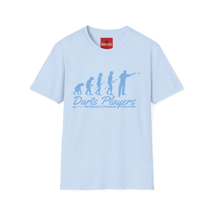 Darts Players Evolution T-Shirt — Funny Darting Evolution Graphic Tee for Players & Fans