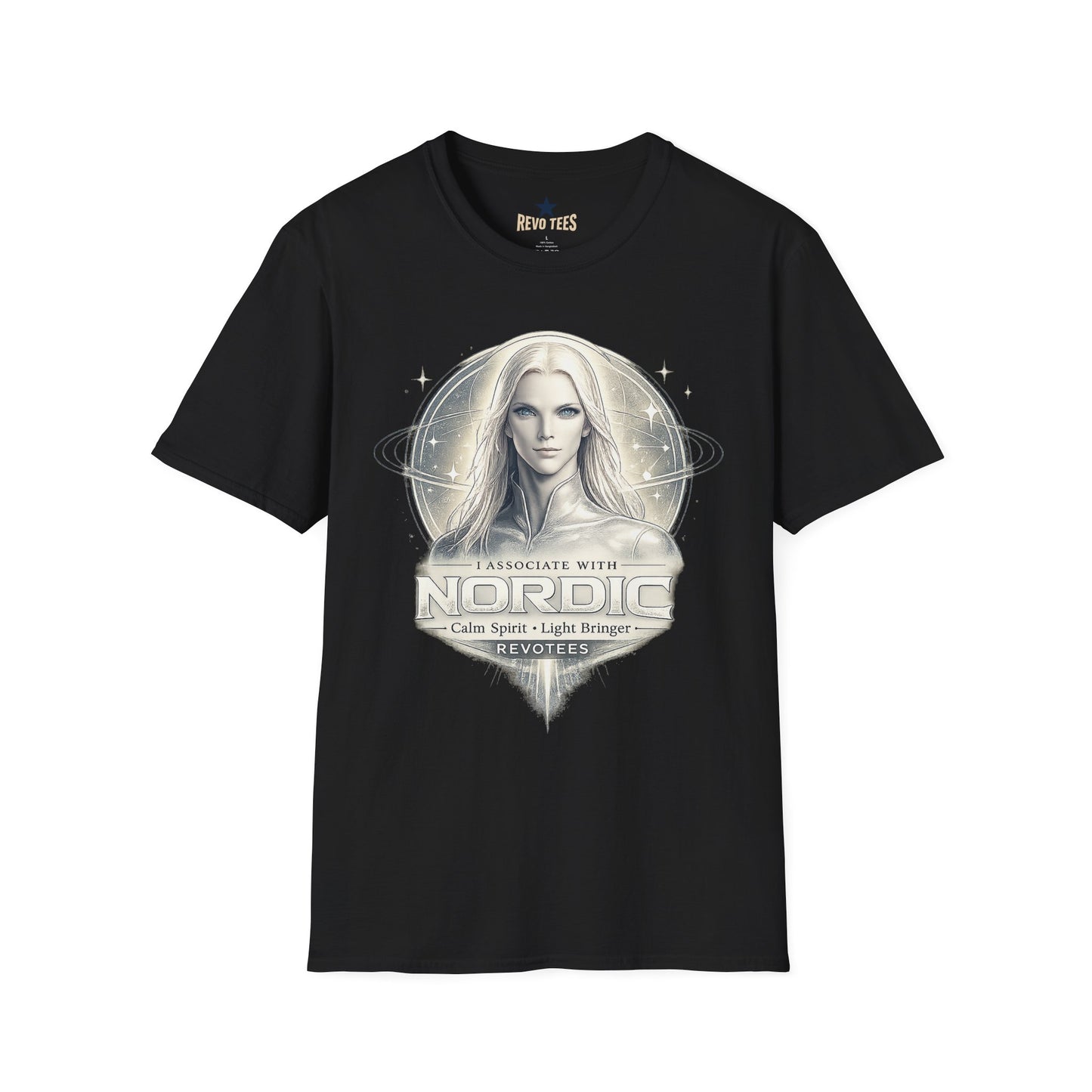 REVOTEES Nordic Goddess T‑Shirt — Ethereal Viking Celestial Portrait Tee