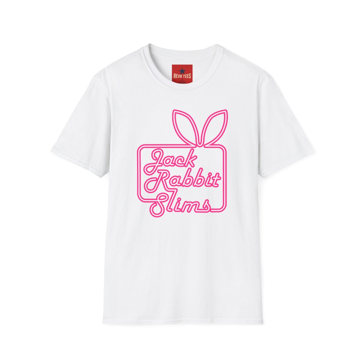 Jack Rabbit Slims T‑Shirt — Retro Neon Bunny Logo Tee