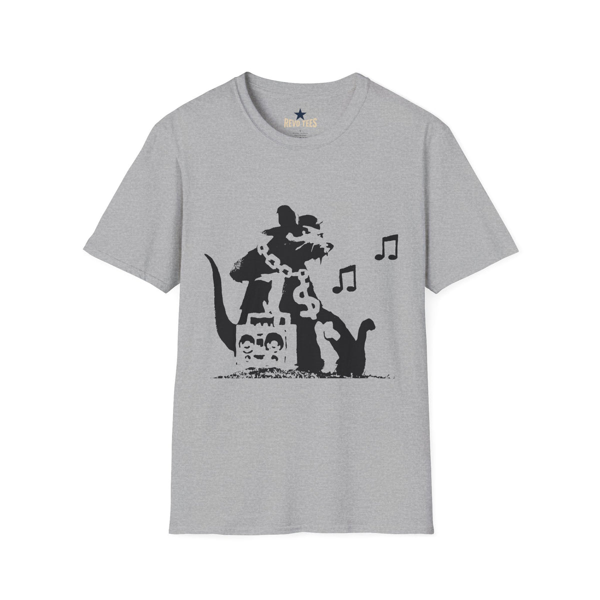 Revotees Music Cat Black Silhouette Singing Rat Graphic T-Shirt - alternate view 2
