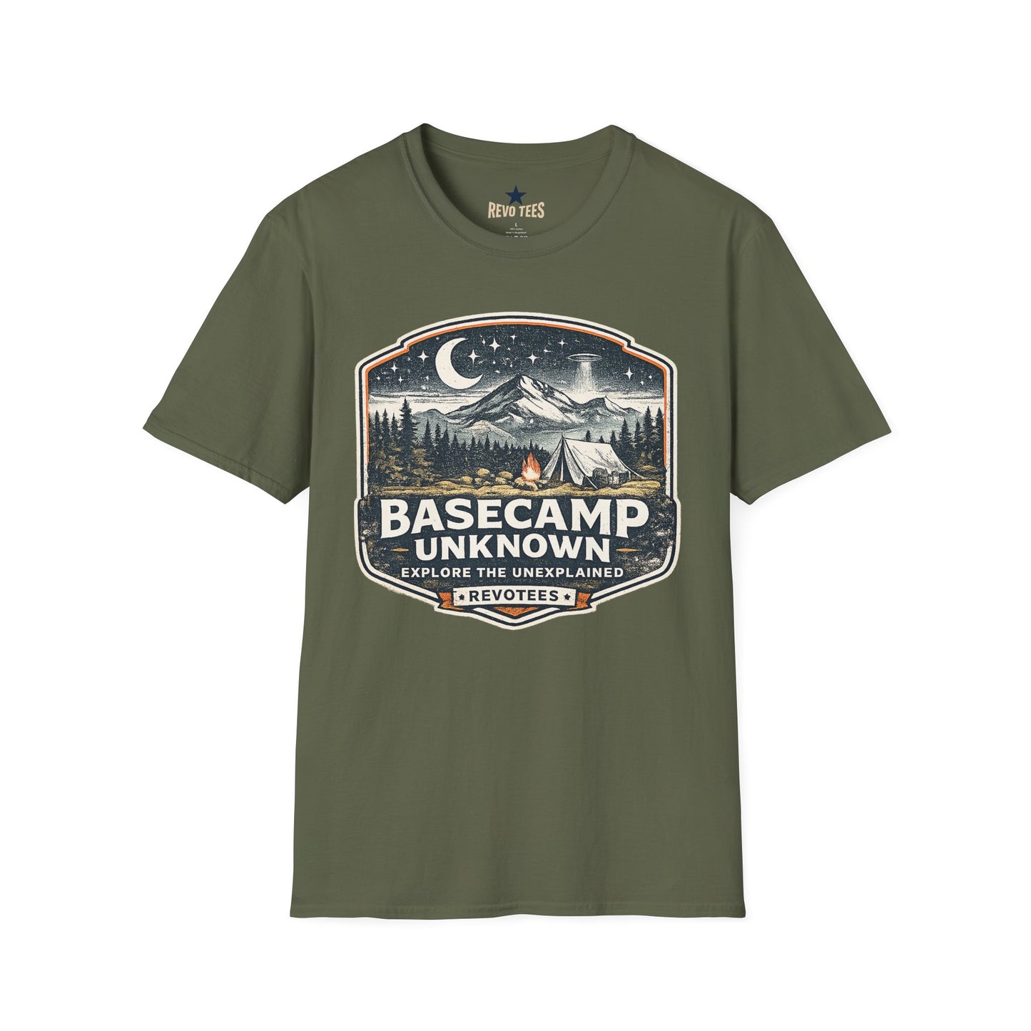 REVOTEES Basecamp Unknown Camping T-Shirt — Night Mountain Adventure Tee