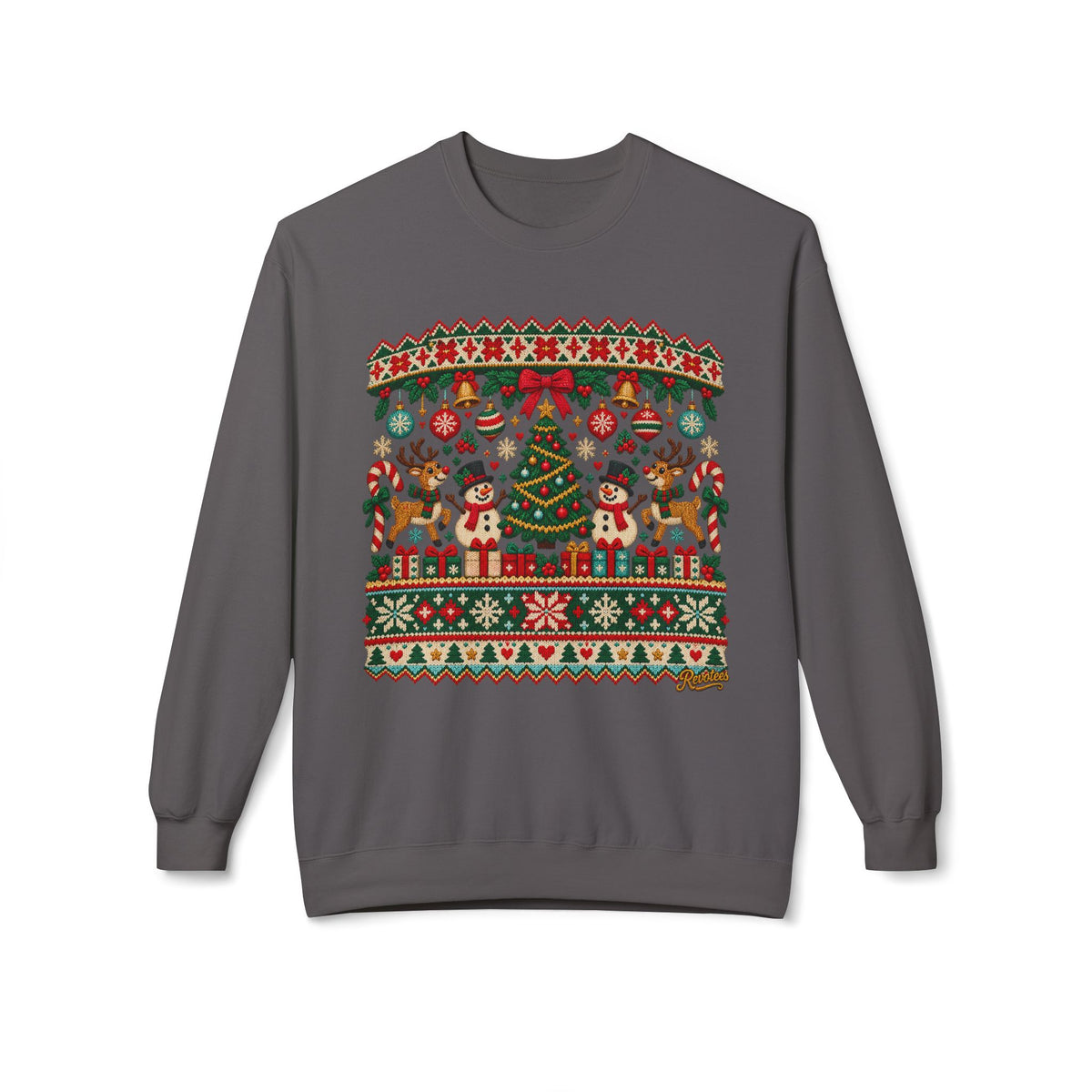 REVOTEES Christmas Tree Holiday Ugly Sweater Crewneck Sweatshirt