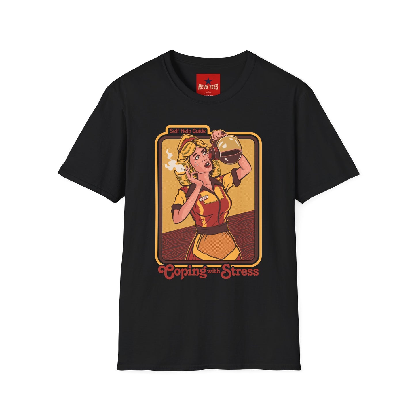 Coping with Stress Retro Coffee Tee — "Self Help Guide" Graphic T-Shirt