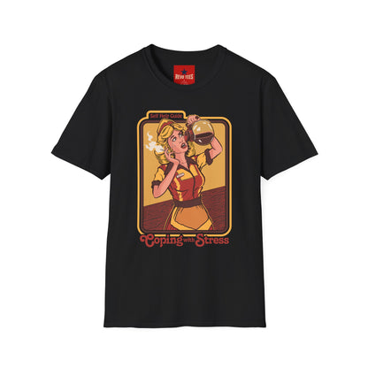 Coping with Stress Retro Coffee Tee — "Self Help Guide" Graphic T-Shirt