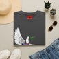 Banksy's Dove of Peace T‑Shirt — Flying Dove with Olive Branch & Earth Heart Graphic