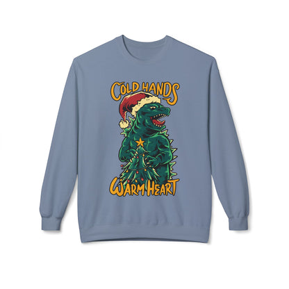 Christmas Godzilla - "Cold Hands Warm Heart" Holiday Crewneck Sweatshirt
