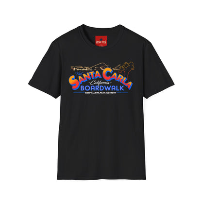 Santa Carla Boardwalk T-Shirt — Retro California Beach Tee ("Sleep All Day, Play All Night")