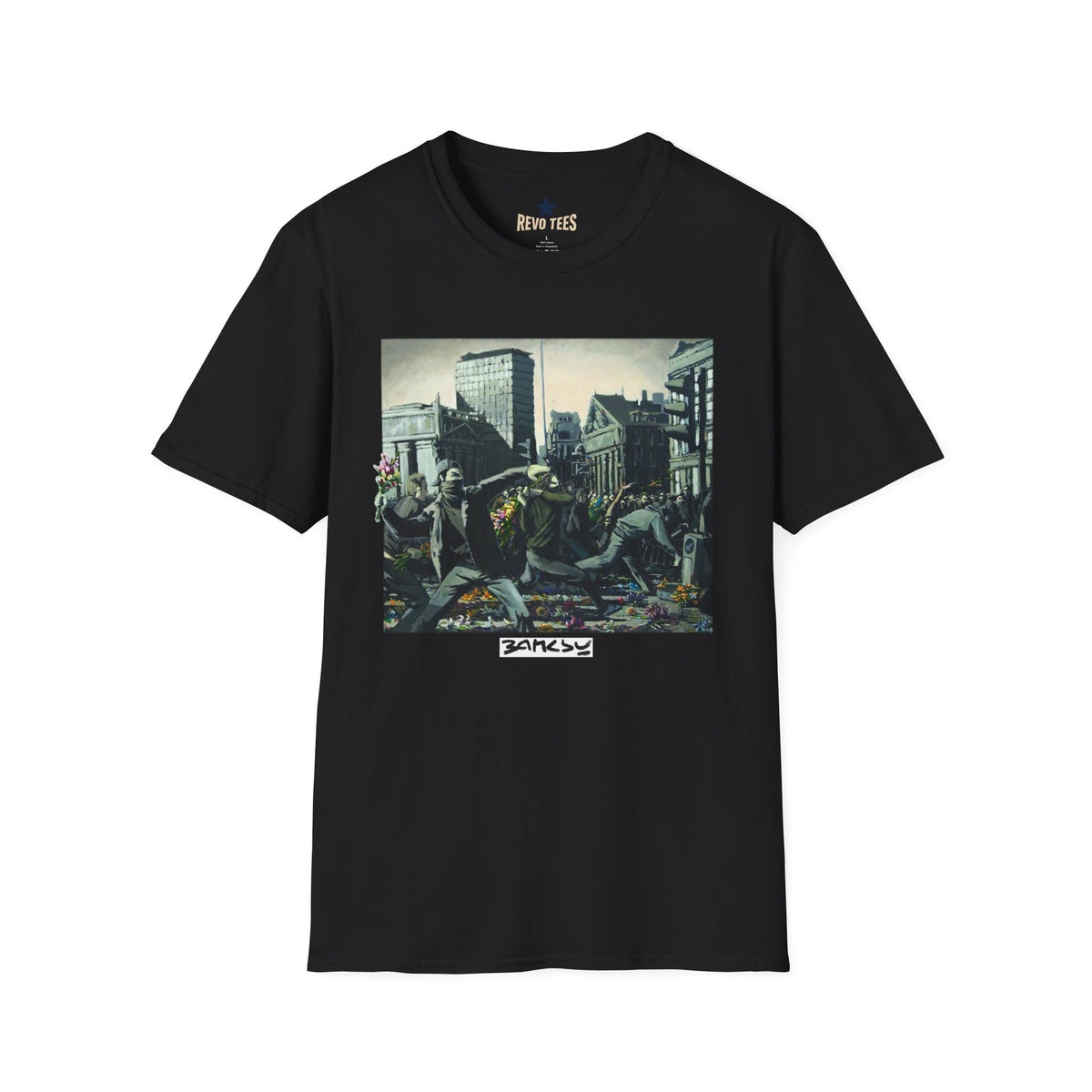 Revotees Banksy City Riot Graphic Urban Protest Art T-Shirt - alternate view 2