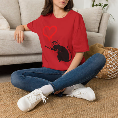 Banksy-Inspired Rat Stencil T-Shirt — Dripping Heart Street Art Tee