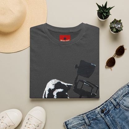 Banksy T-Shirt — Black Cat Tossing Office Chair Graphic Tee