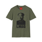 Graphic Tee with Bold Monochrome Portrait and "LMAO" Text