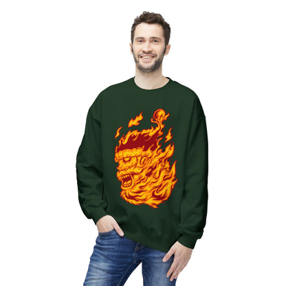 Flaming Santa Skull Redneck - I mean Crewneck Sweatshirt