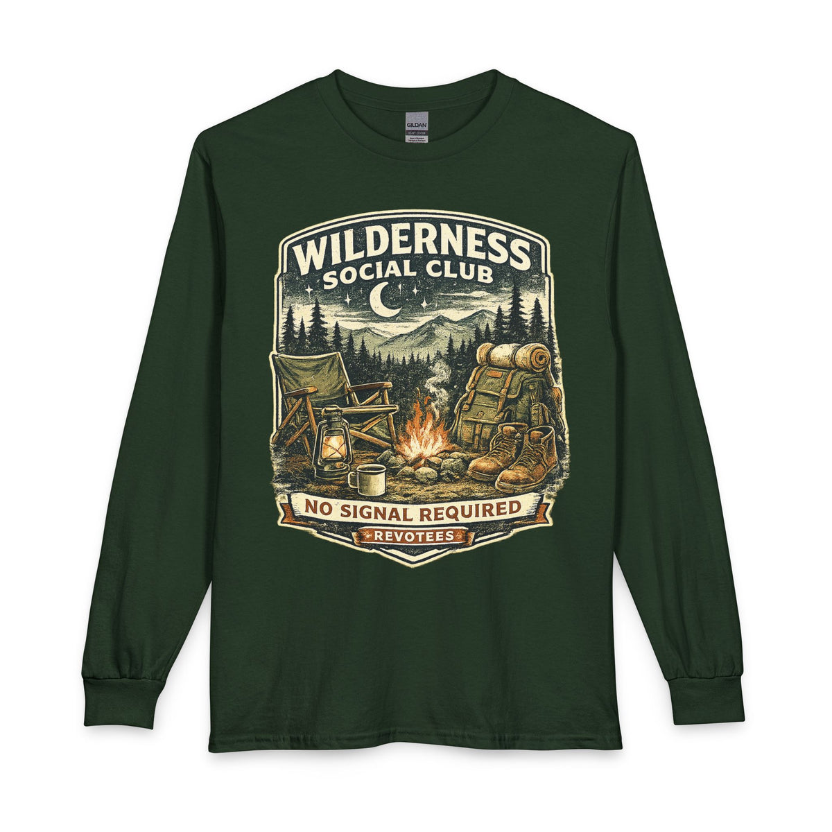 Revotees Wilderness Social Club Long-Sleeve Shirt No Signal Required Camping T-Shirt - alternate view 4
