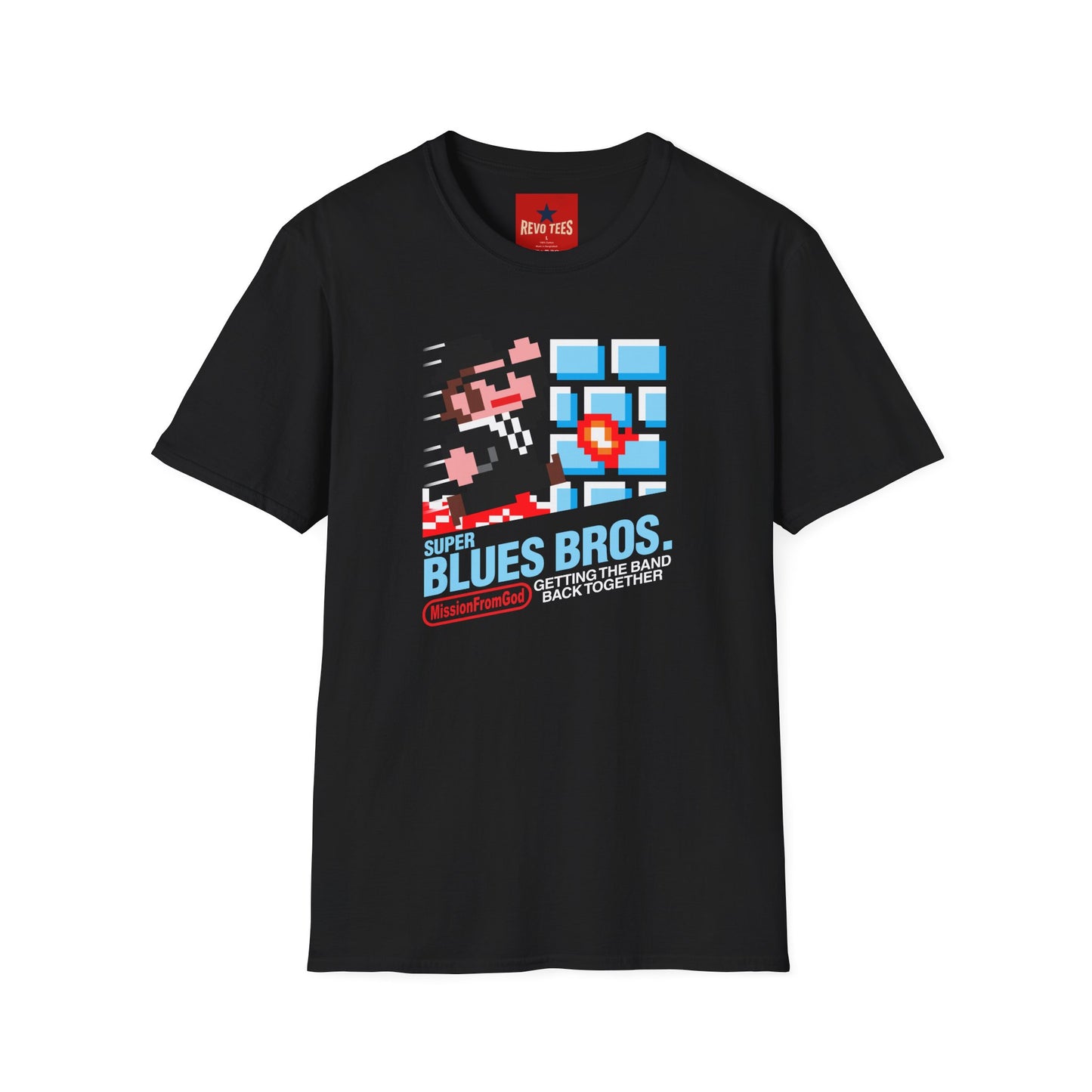 Retro Pixel Blues Bros. T-Shirt — 8‑Bit Gamer Graphic Tee