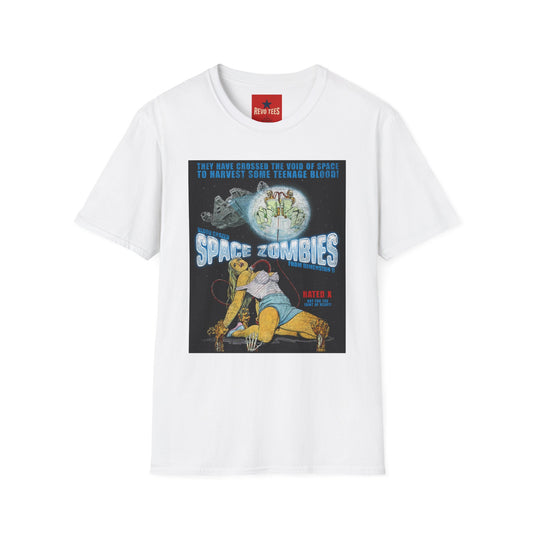 Space Zombies Retro Movie Poster T‑Shirt — Vintage Sci‑Fi Horror Tee (They Have Crossed the Void of Space to Harvest Some Teenage Blood)