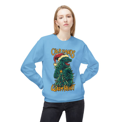 Christmas Godzilla - "Cold Hands Warm Heart" Holiday Crewneck Sweatshirt