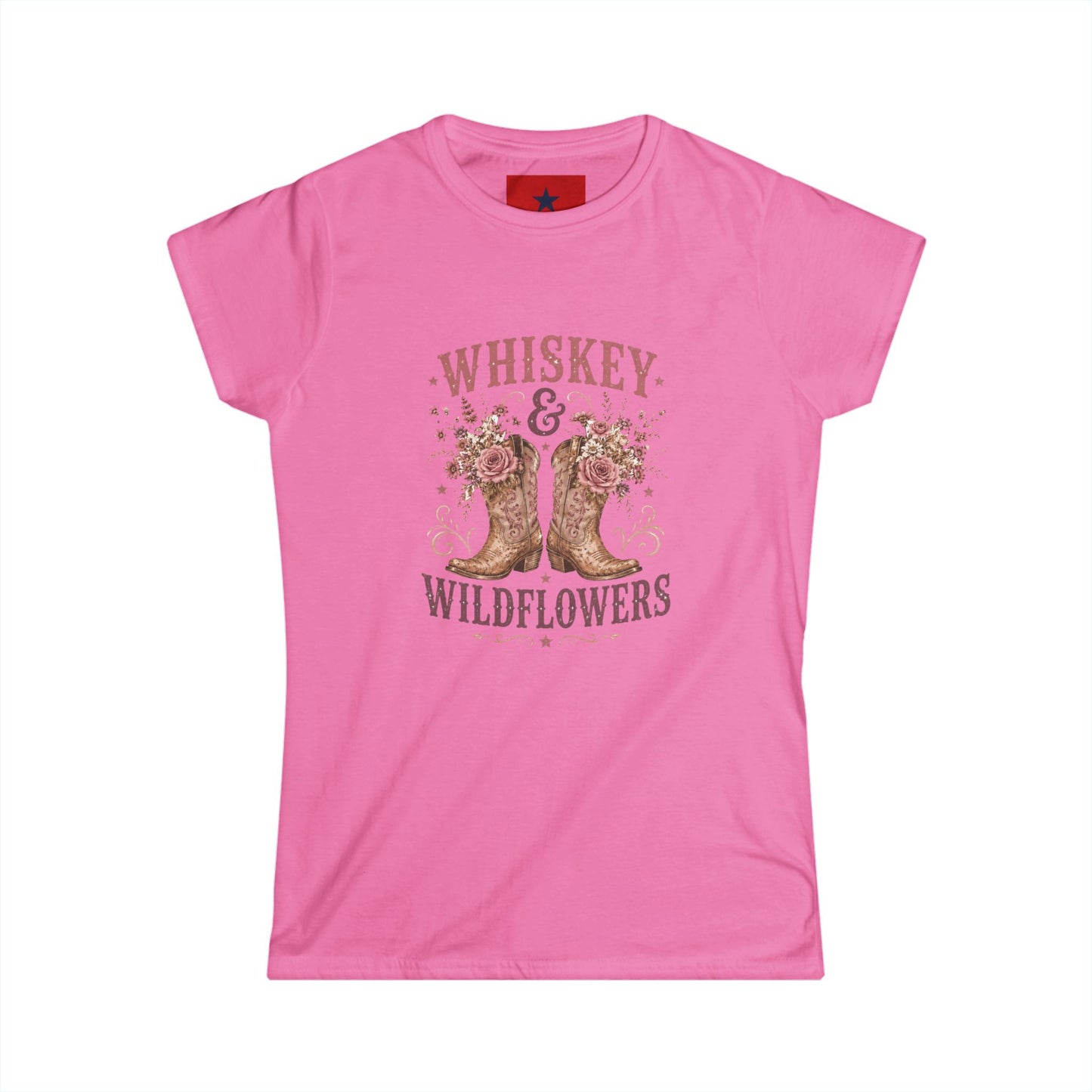 Whiskey & Wildflowers Women's Tee — Floral Cowboy Boots Graphic Shirt