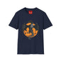 Dragon Moon T-Shirt — Black Dragon Silhouette with Orange Moon