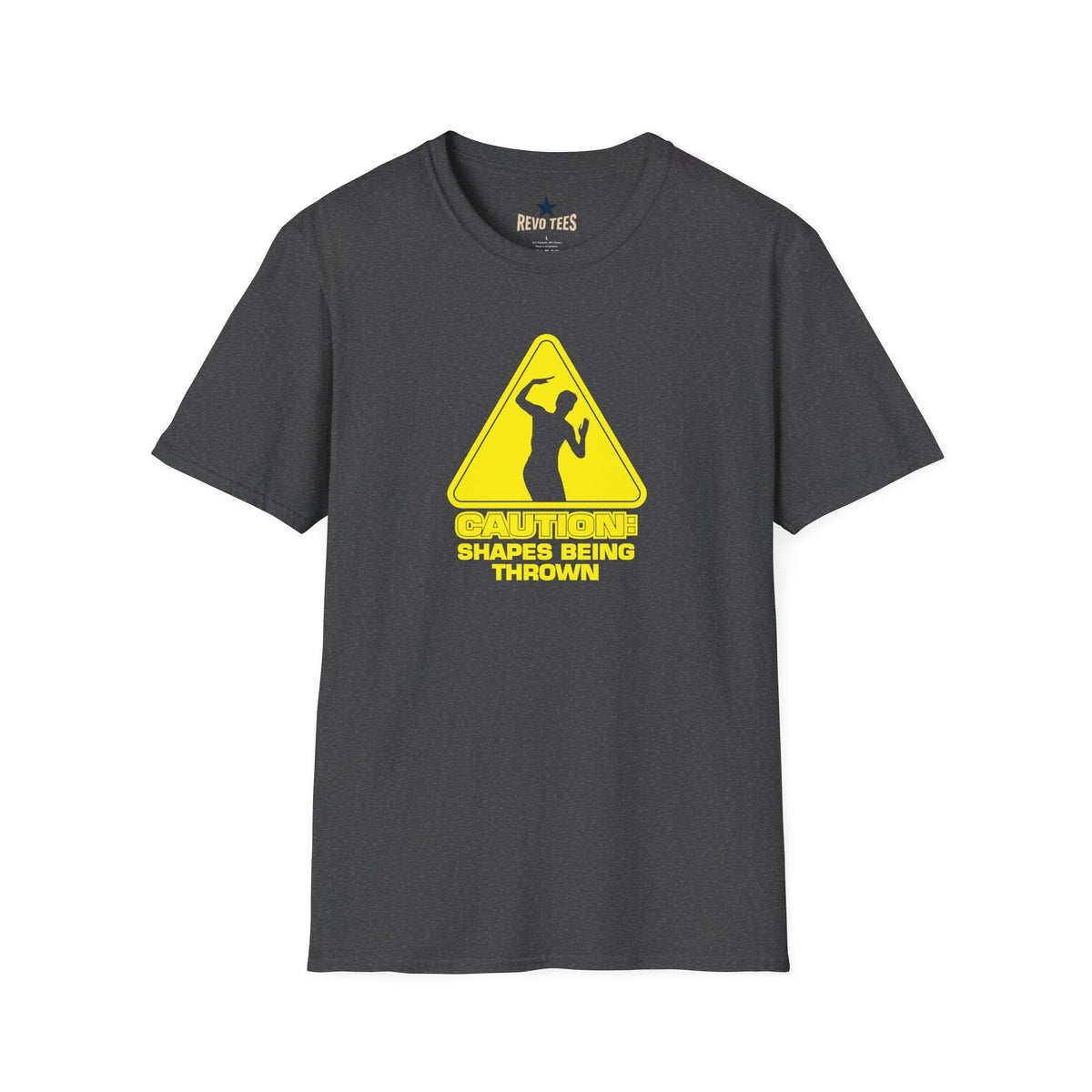 Revotees Caution Throwing Shapes Unisex Softstyle T-Shirt - alternate view 5