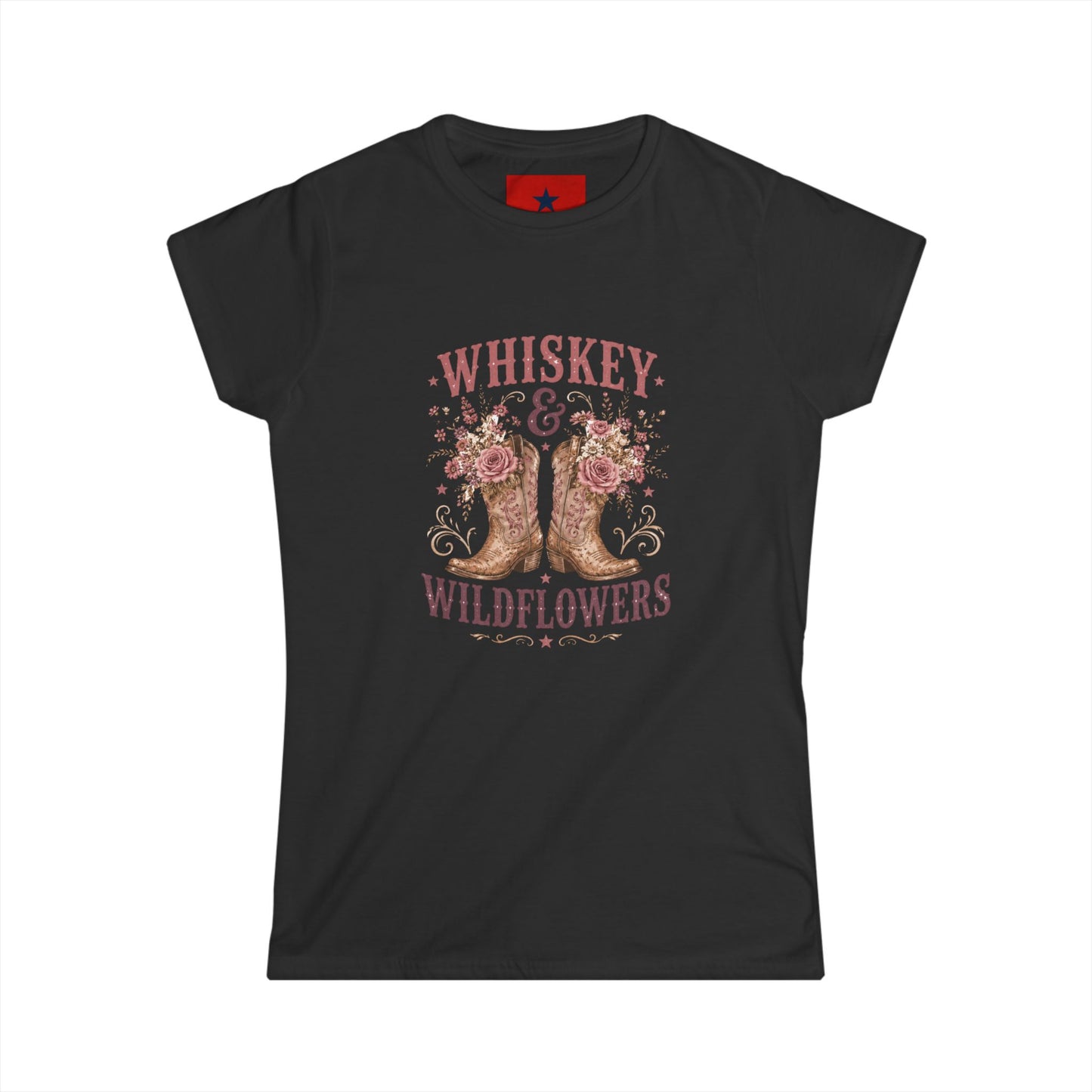 Whiskey & Wildflowers Women's Tee — Floral Cowboy Boots Graphic Shirt