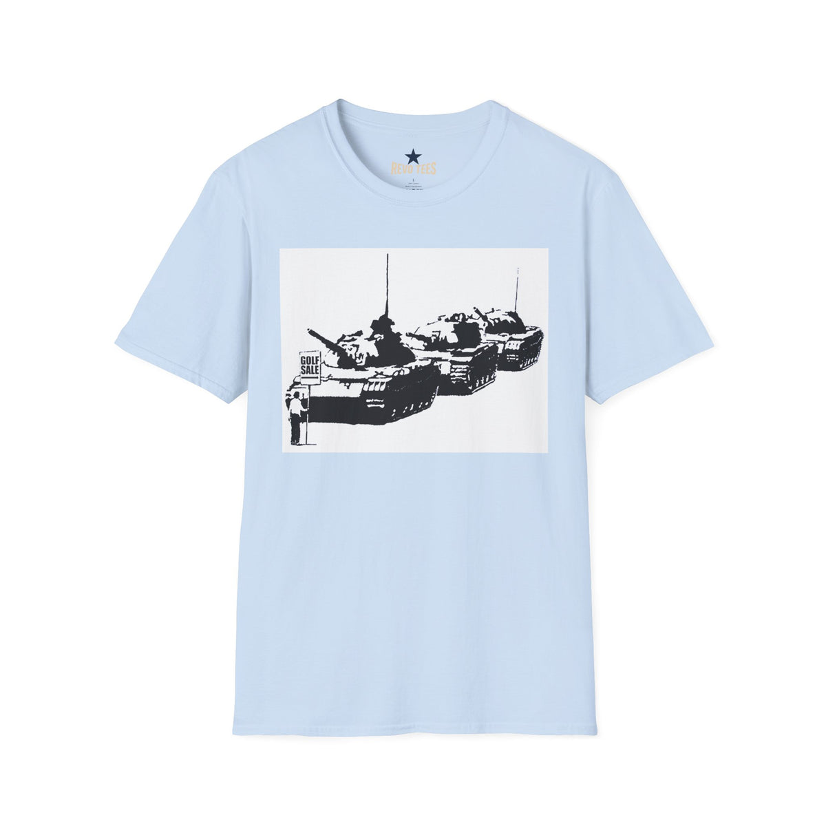 Revotees Banksy Tank Lineup Graphic Stencil Military Tanks Design T-Shirt - alternate view 6
