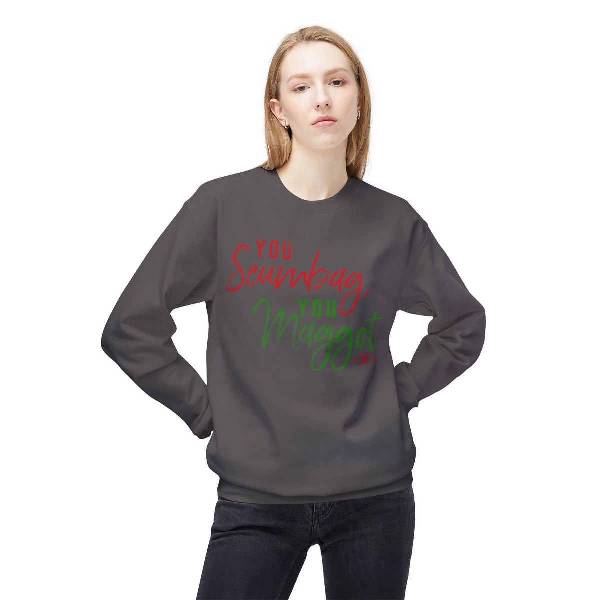 "You Scumbag, You Maggot" Festive Fairy Tale of New York Script Crewneck Sweatshirt