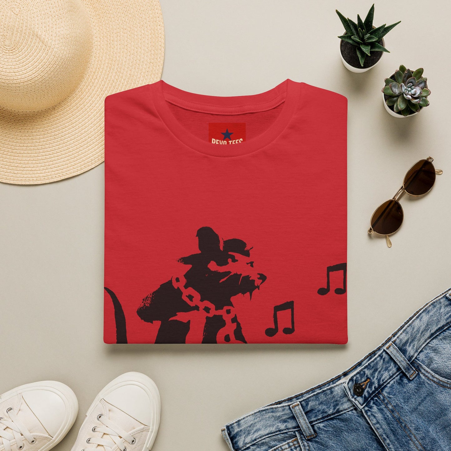 Music Cat T-Shirt — Black Silhouette Singing Rat Graphic Tee