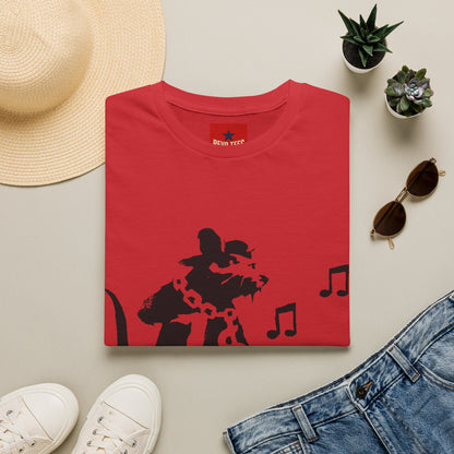 Music Cat T-Shirt — Black Silhouette Singing Rat Graphic Tee