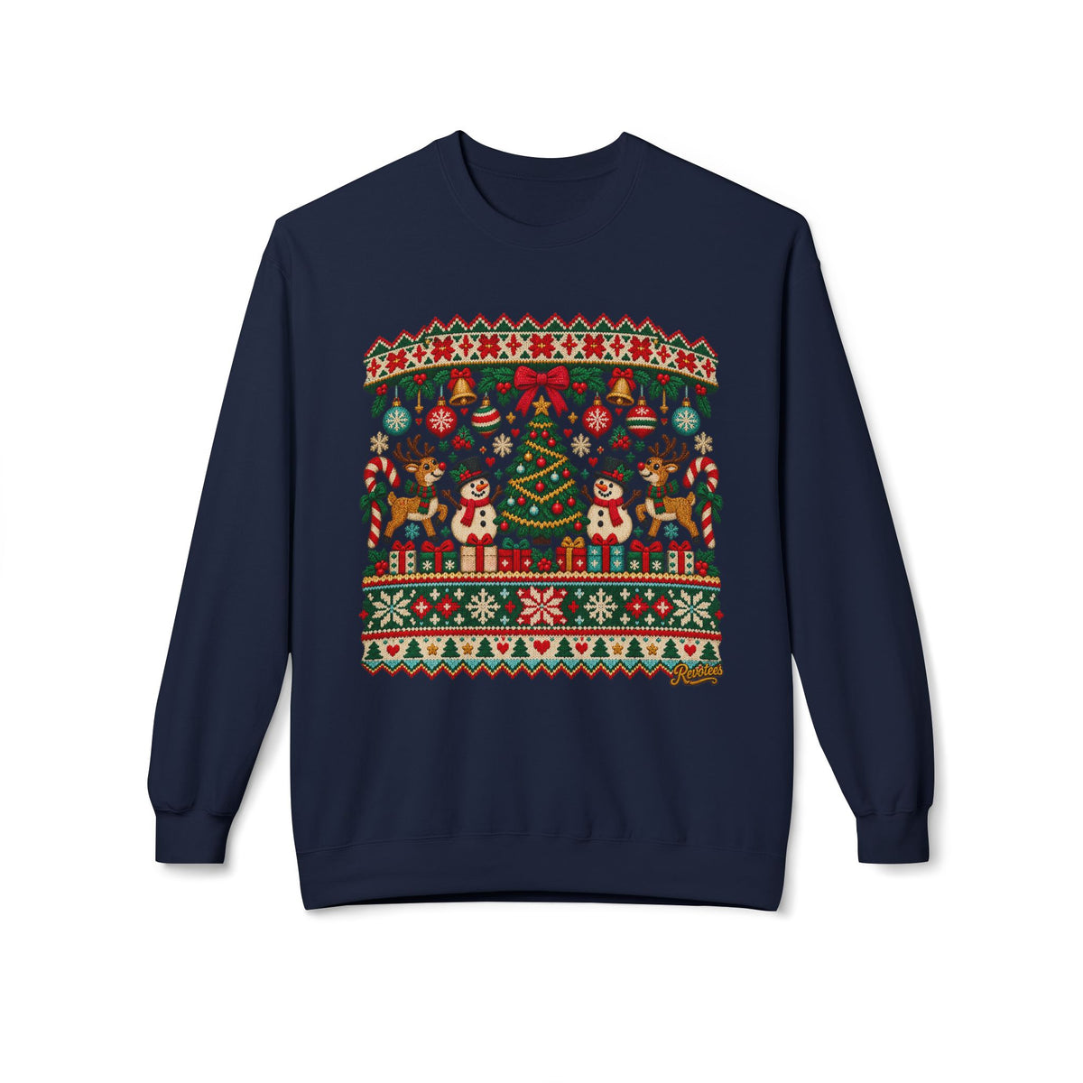 REVOTEES Christmas Tree Holiday Ugly Sweater Crewneck Sweatshirt