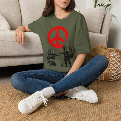 Banksy Peace Symbol Graffiti T-Shirt – Red Drip Street Art Tee