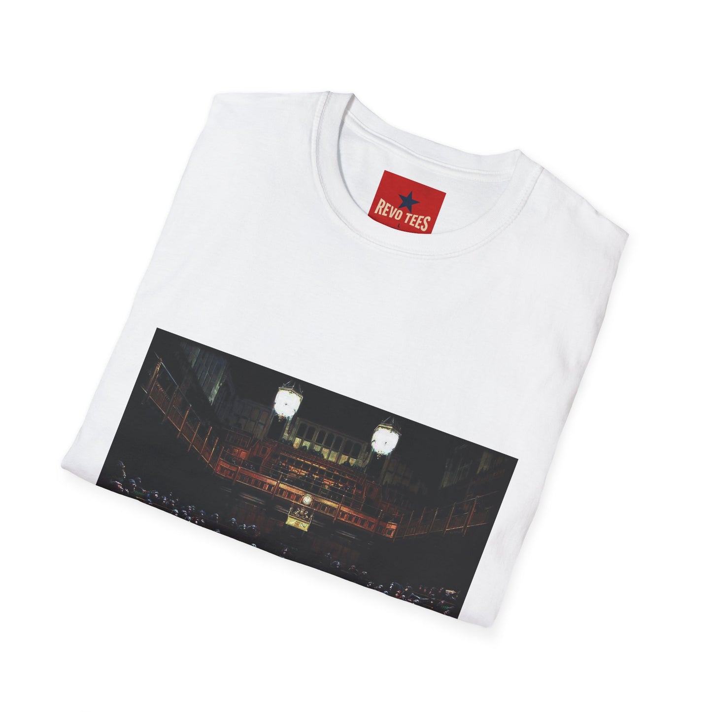Banksy Courtroom Night Scene T-Shirt — Vintage Courtroom Photo Tee
