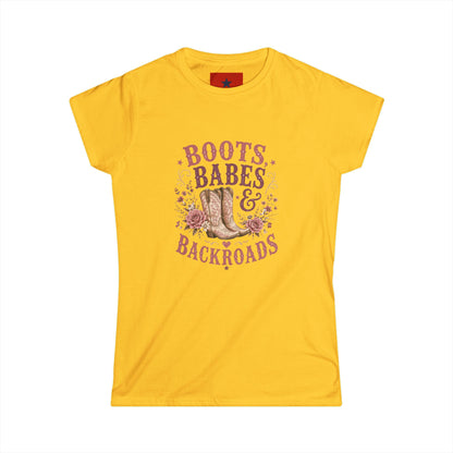Boots, Babes & Backroads Women's Tee — Floral Cowboy Western Graphic Shirt