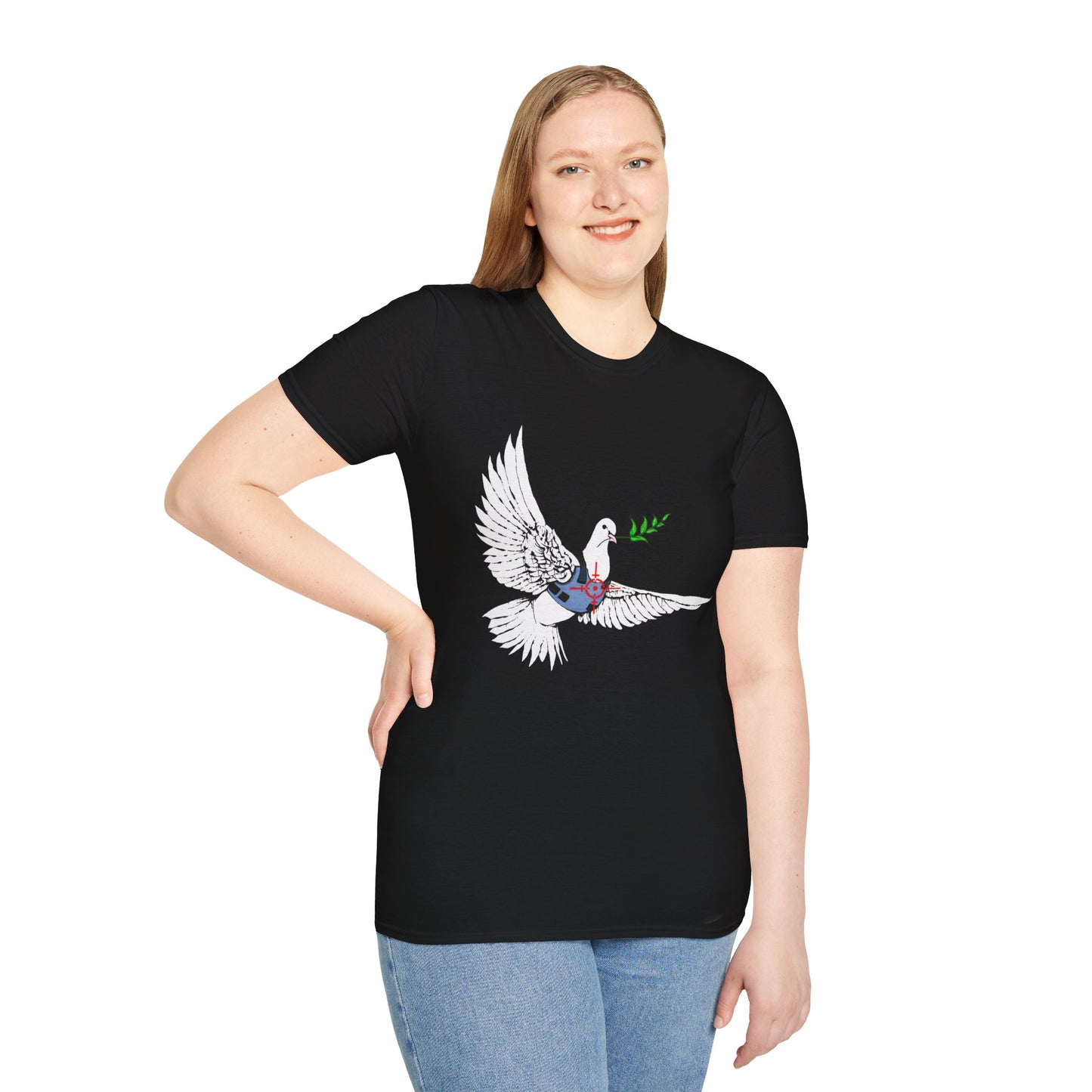 Banksy's Dove of Peace T‑Shirt — Flying Dove with Olive Branch & Earth Heart Graphic