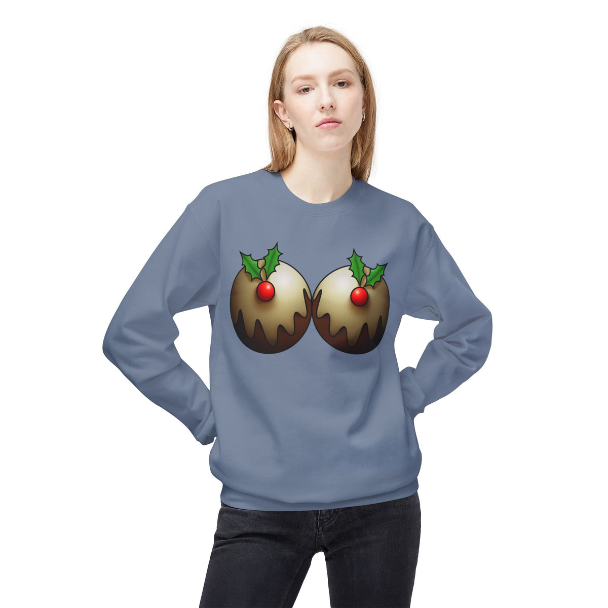 Yule Tidings We'll Twin - Christmas Puddings Crewneck Sweater