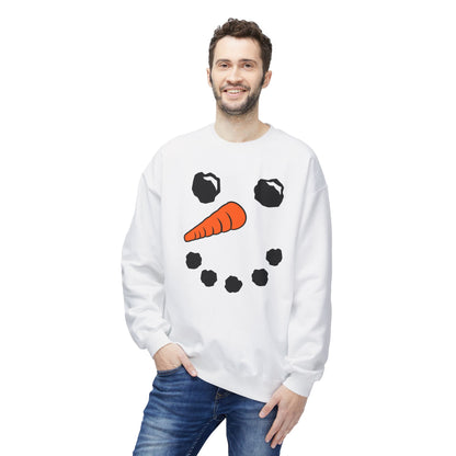 Snowman Face Crewneck Sweatshirt — Cute Winter Holiday Pullover